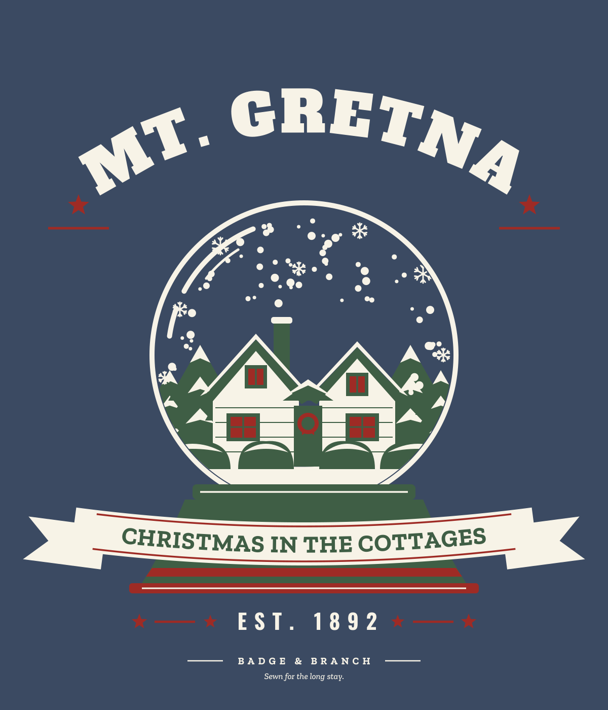 Mt. Gretna Christmas in the Cottages snow globe tee