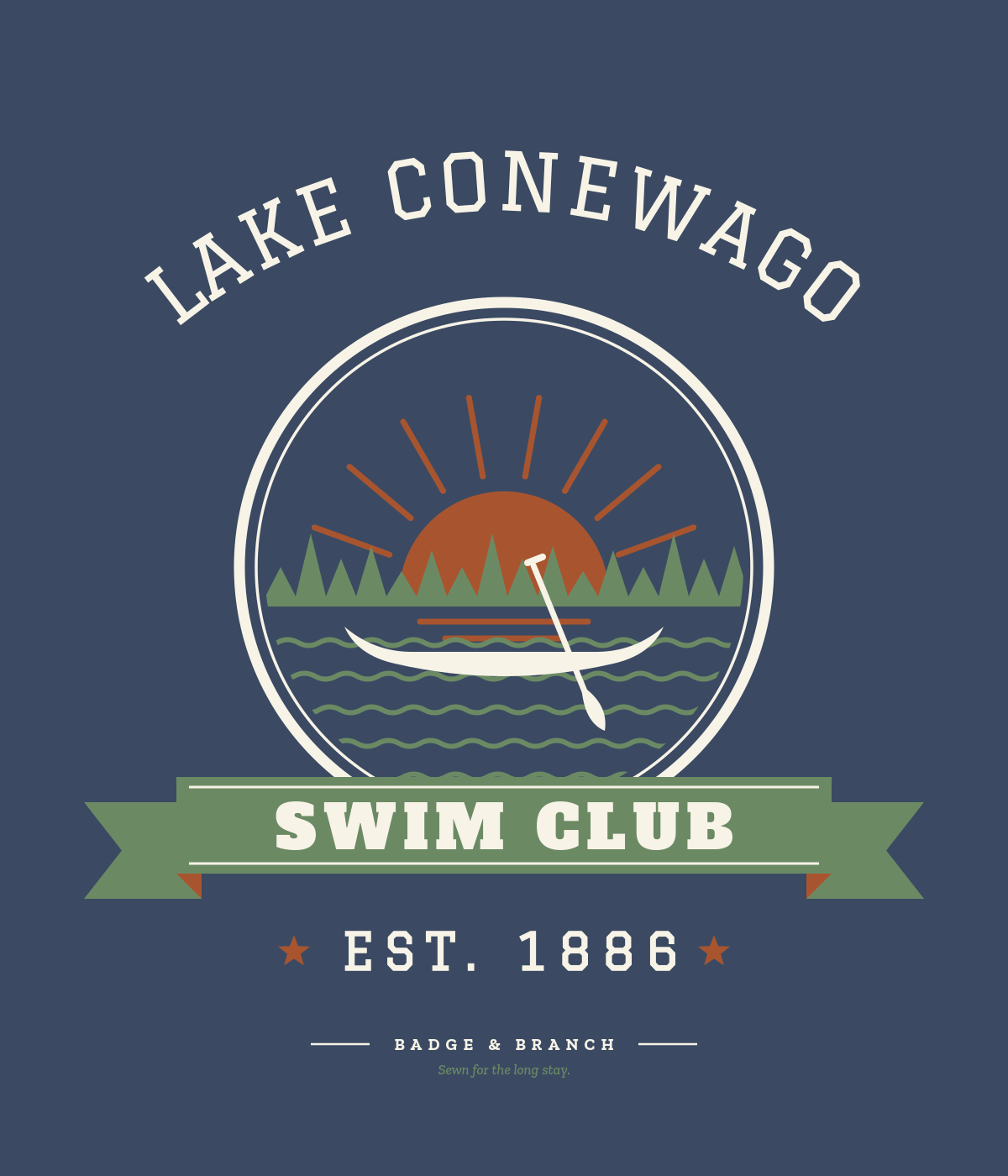 Lake Conewago Swim Club 1886 badge tee