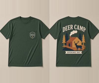 Deer Camp · Opening Day Tee — Front & Back View