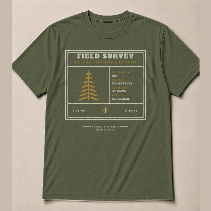 Field Survey Division · Observed & Recorded — Full Shirt View