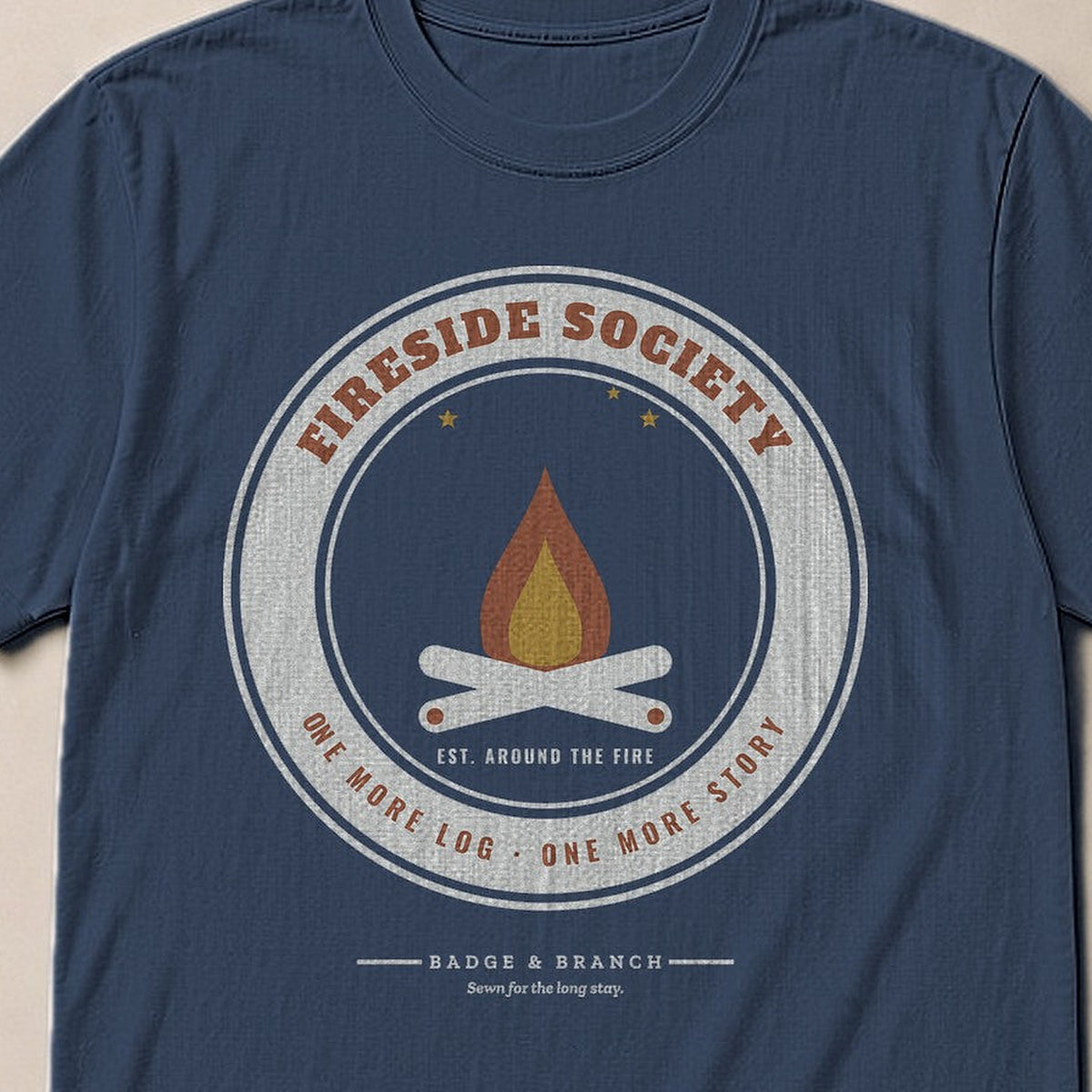 Fireside Society Tee — Collar & Chest View