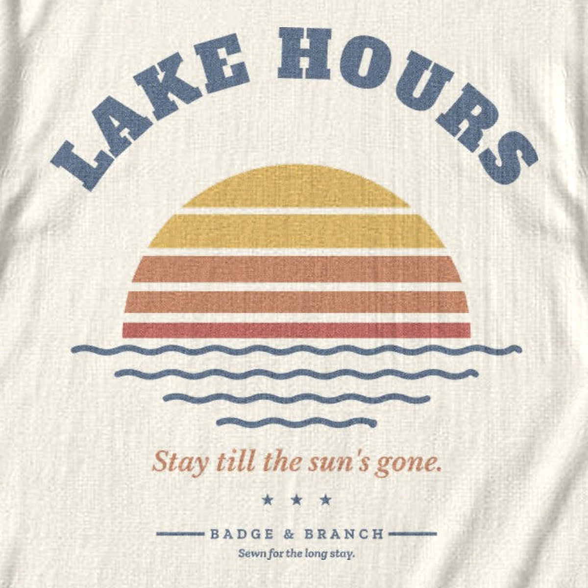 Lake Hours · Retro Sunset Tee — Zoomed Artwork Detail