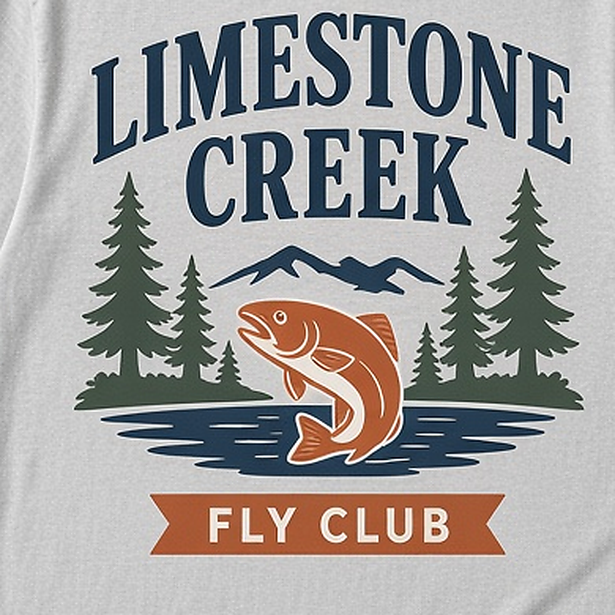 Limestone Creek · Fly Club Tee — Badge Artwork Detail
