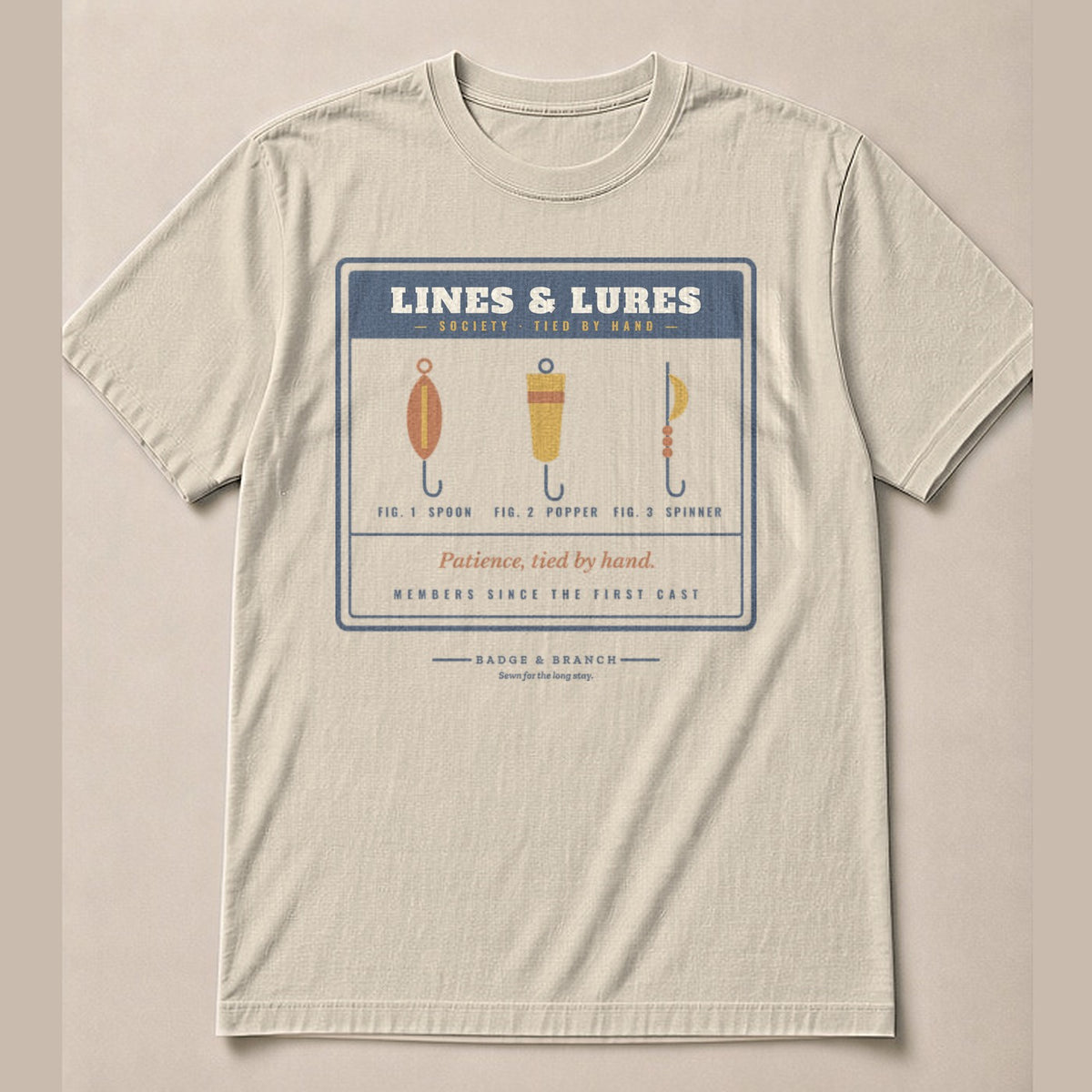 Lines & Lures Society Tee — Full Shirt View