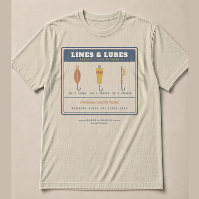 Lines & Lures Society Tee — Full Shirt View
