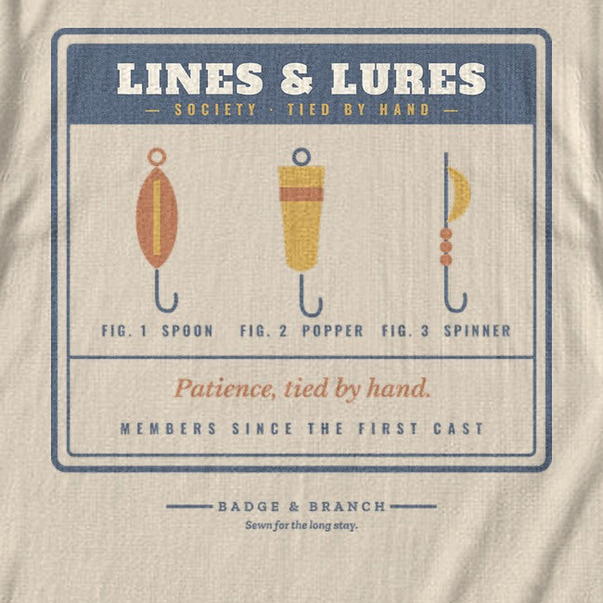 Lines & Lures Society Tee — Zoomed Artwork Detail