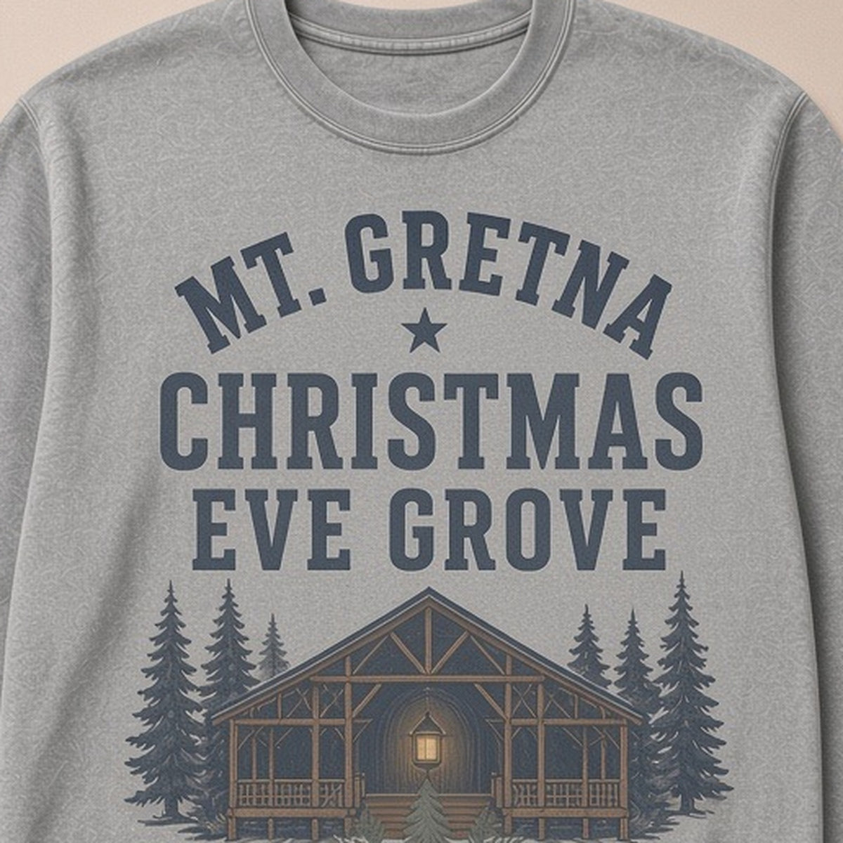 Mt. Gretna · Christmas Eve Grove Crewneck — Collar & Chest View