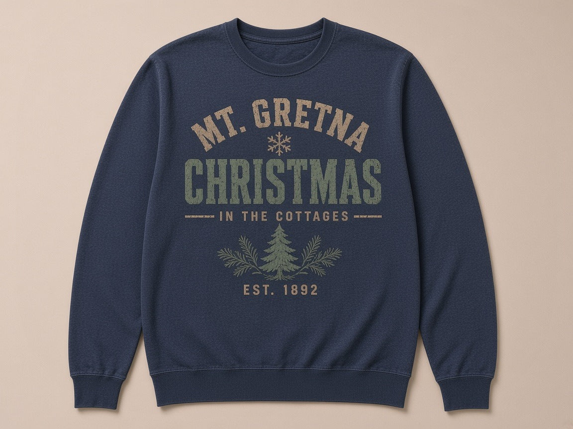 Mt. Gretna · Christmas in the Cottages (Pine Sprig) Crewneck — Full View
