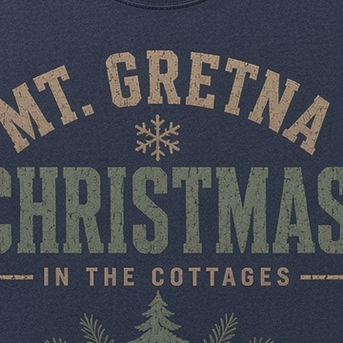 Mt. Gretna · Christmas in the Cottages (Pine Sprig) Crewneck — Zoomed Artwork Detail