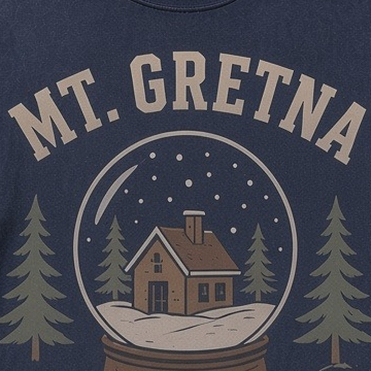 Mt. Gretna · Christmas in the Cottages (Snow Globe) Crewneck — Zoomed Artwork Detail