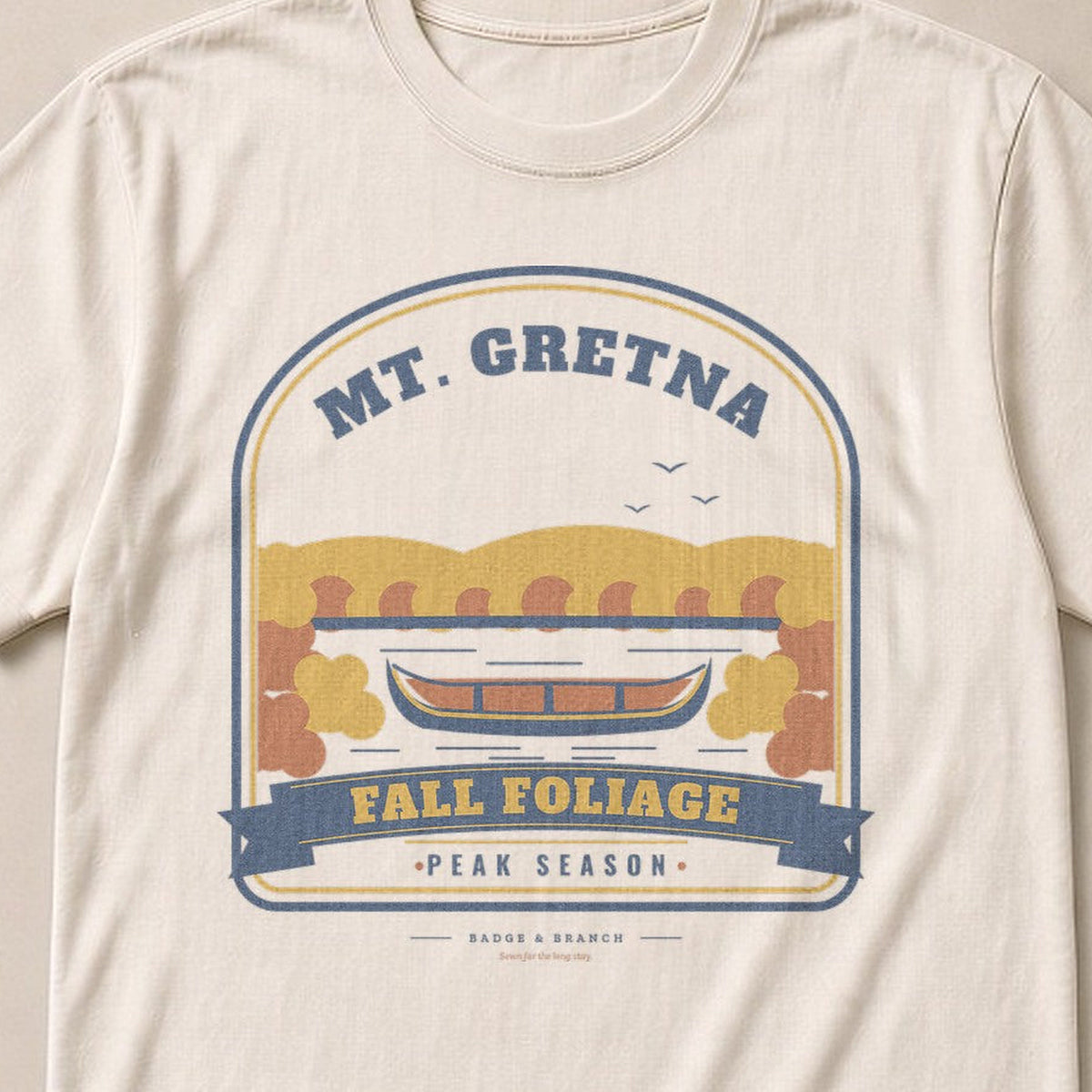 Mt. Gretna · Fall Foliage Canoe Tee — Collar & Chest View