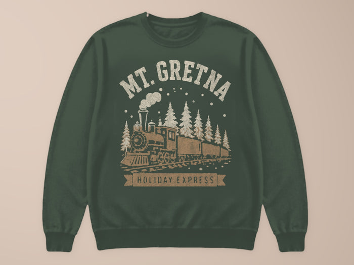 Mt. Gretna · Holiday Express Crewneck — Pine Green