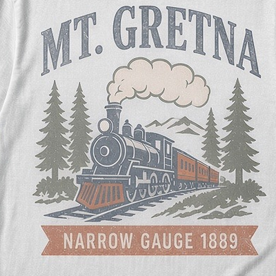 Mt. Gretna · Narrow Gauge 1889 Tee — Badge Artwork Detail