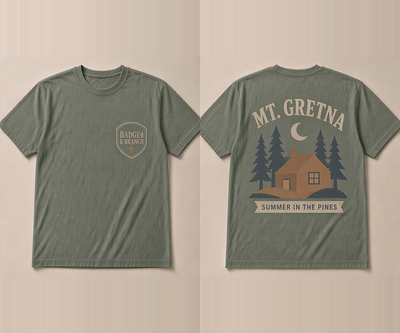 Mt. Gretna · Summer in the Pines Tee — Front & Back View