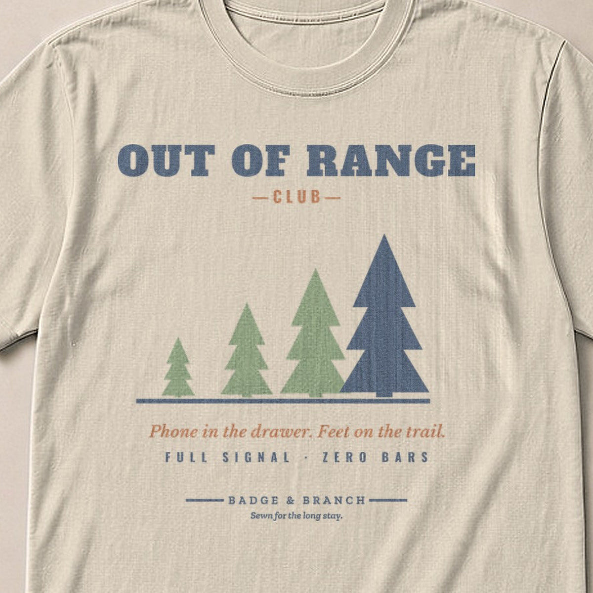 Out of Range Club Tee — Collar & Chest View