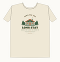Sewn for the Long Stay house badge tee mockup
