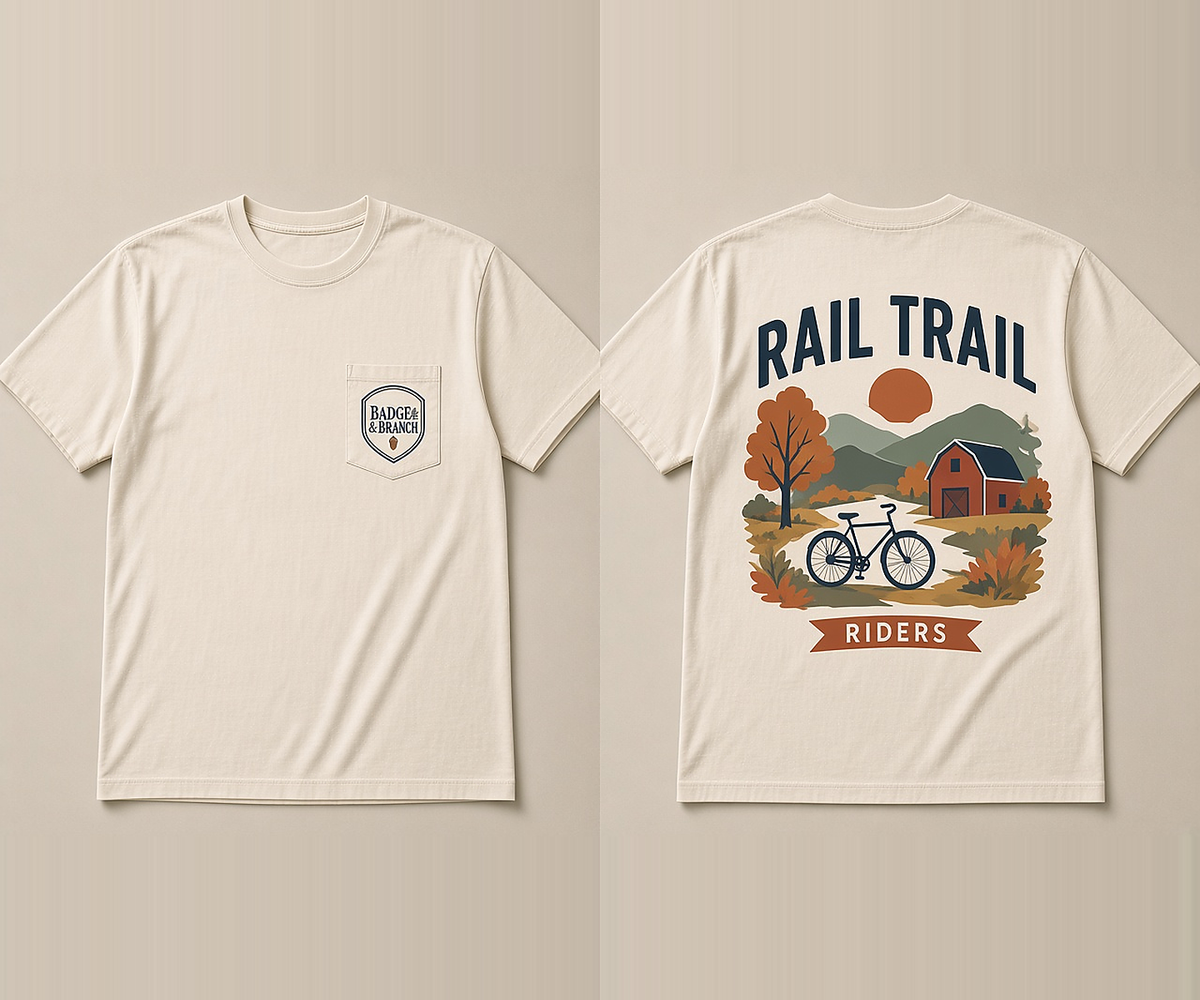 Rail Trail · Riders Tee — Front & Back View