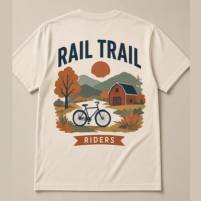 Rail Trail · Riders Tee — Back Badge Mockup