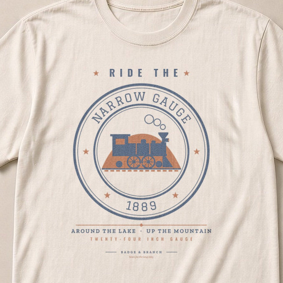 Ride the Narrow Gauge · 1889 — Collar & Chest View