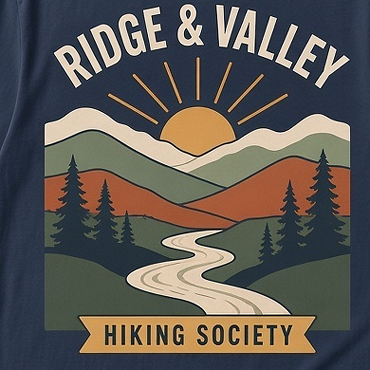 Ridge & Valley · Hiking Society Tee — Badge Artwork Detail