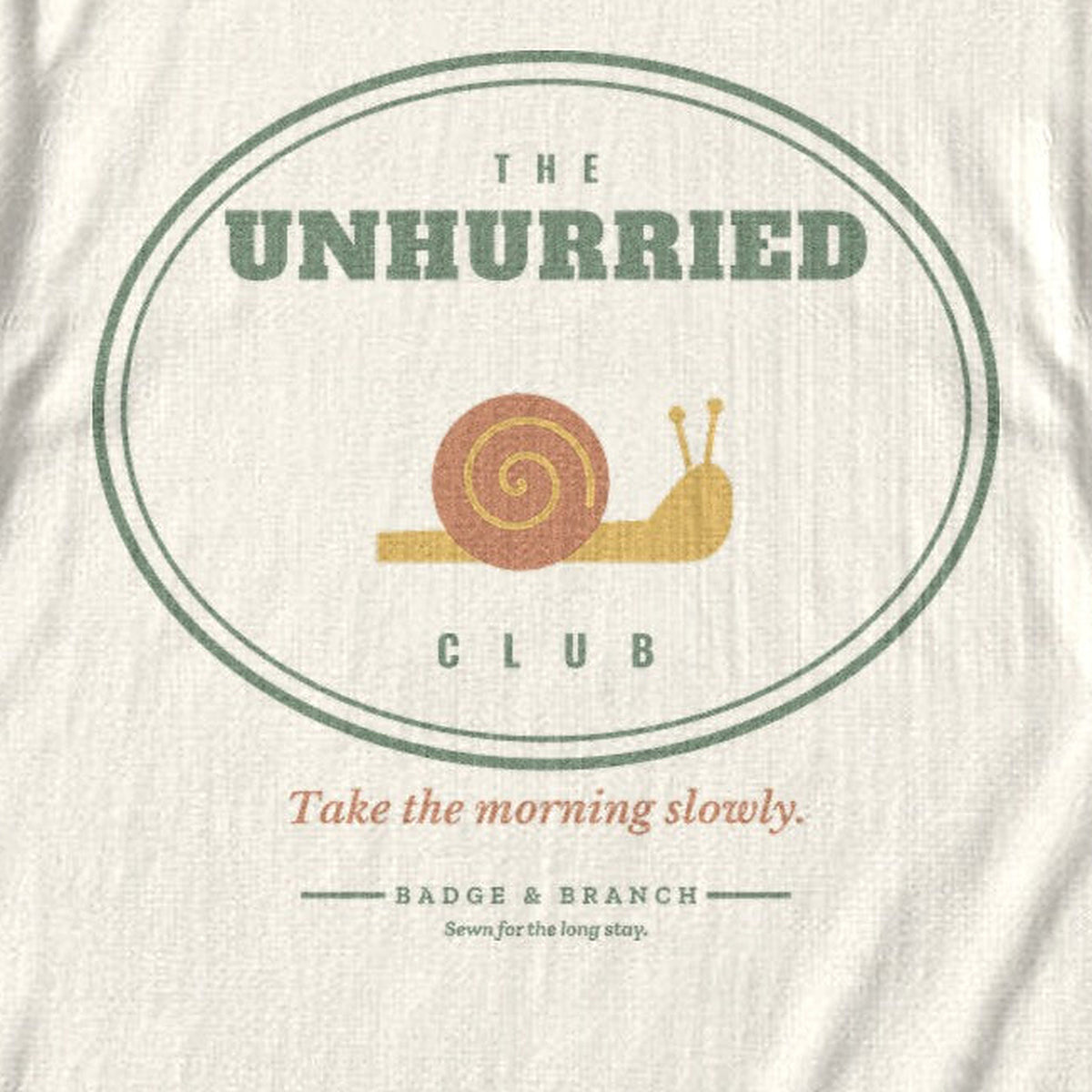 The Unhurried Club Tee — Zoomed Artwork Detail