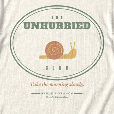 The Unhurried Club Tee — Zoomed Artwork Detail