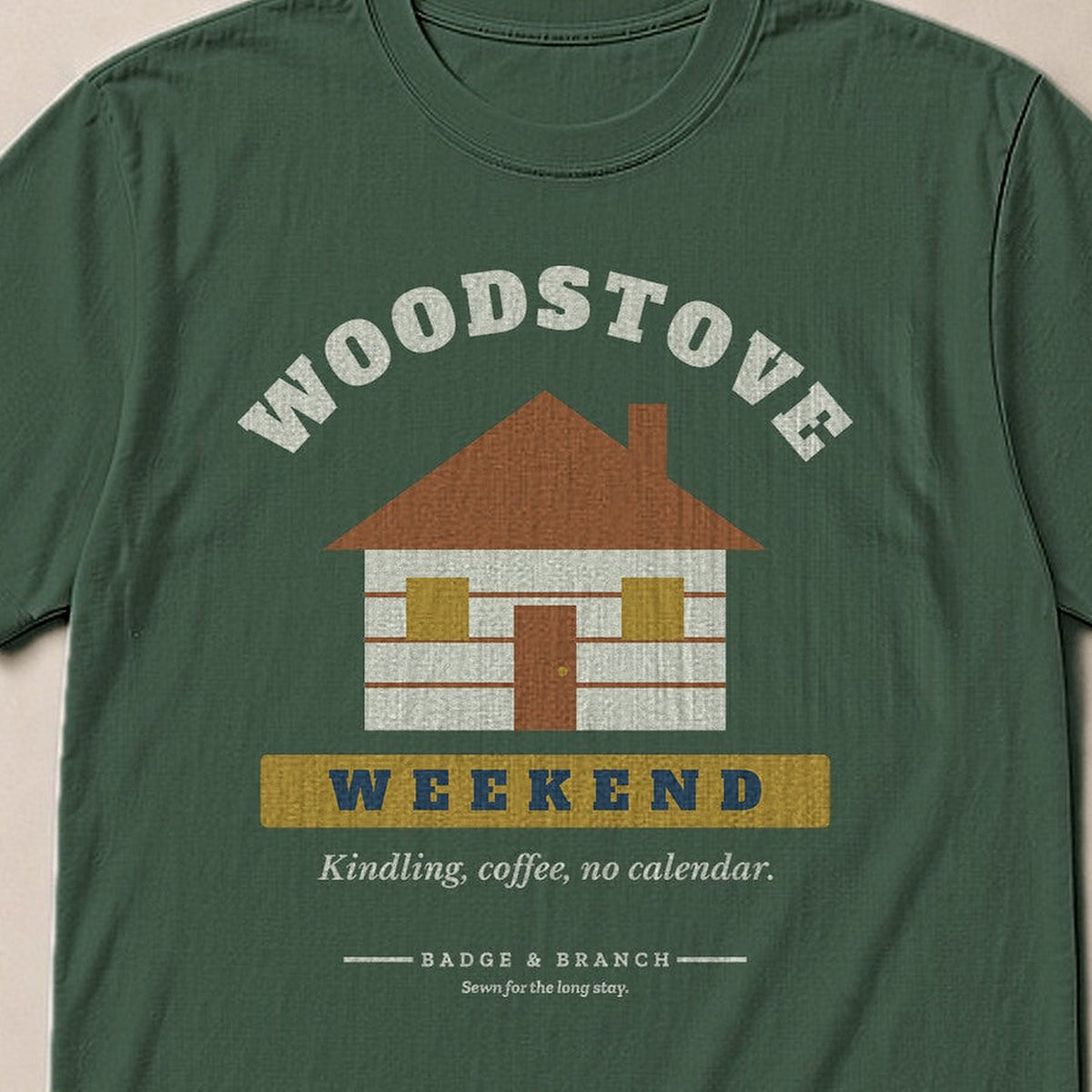 Woodstove Weekend Tee — Collar & Chest View